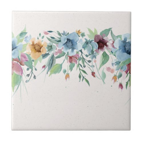 Repeating Flower Border Custom Color Ceramic Tile