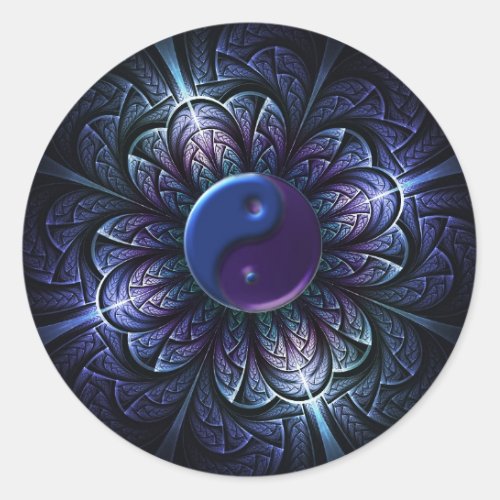 repeating fractal yin_yang classic round sticker