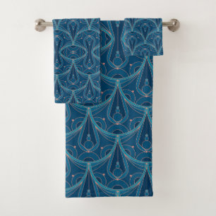 Repeating geometric Art Deco pattern Bath Towel Set