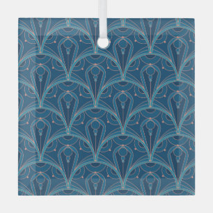 Repeating geometric Art Deco pattern Glass Ornament