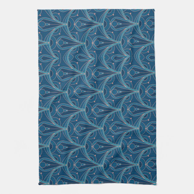 Repeating geometric Art Deco pattern Kitchen Towel (Vertical)
