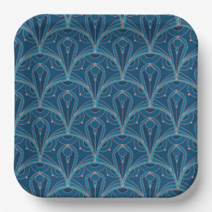 Repeating geometric Art Deco pattern Paper Plates