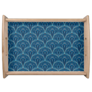 Repeating geometric Art Deco pattern Serving Tray