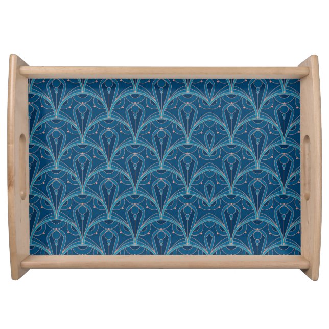 Repeating geometric Art Deco pattern Serving Tray (Front)