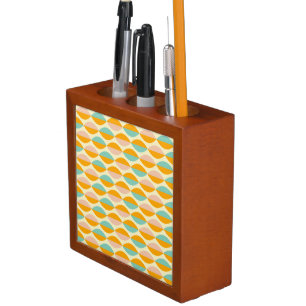 Repeating geometric pattern in beige background desk organizer