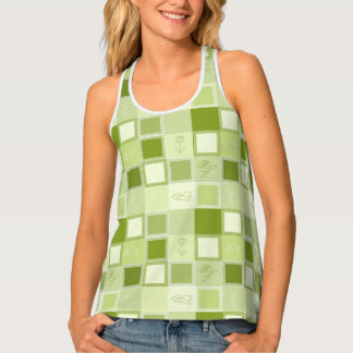repeating geometry pattern, squares tank top