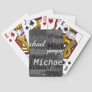 Repeating Gray Black Names Poker Cards