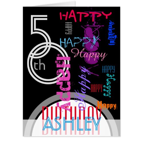 Repeating Happy 50th Birthday XXL 18x24 greeting Card
