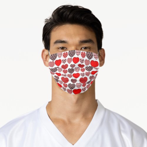 Repeating Hearts Adult Cloth Face Mask