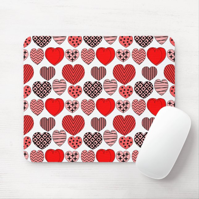 Repeating Hearts Mouse Pad (With Mouse)