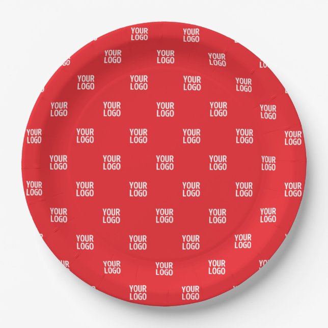 Repeating Image, Design or Company Business Logo Paper Plates (Front)