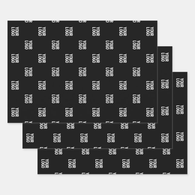 Repeating Image, Design or Company Business Logo Wrapping Paper Sheets (Set)