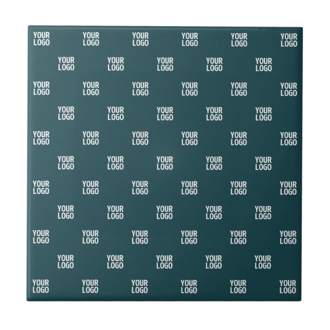 Repeating Image, Design or Logo | Dark Blue Green Ceramic Tile (Front)
