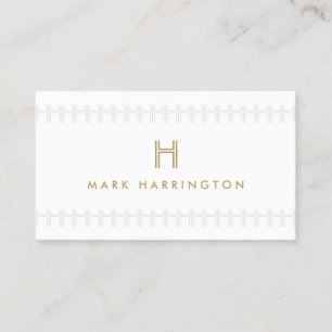 REPEATING INITIAL MONOGRAM ART DECO Gold & Gray Business Card