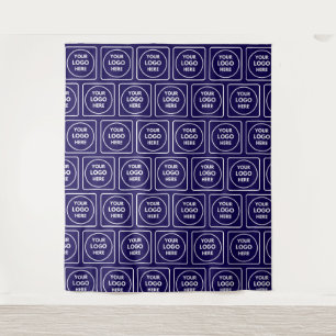Repeating Logo Image Pattern Navy Blue Brand Tapestry