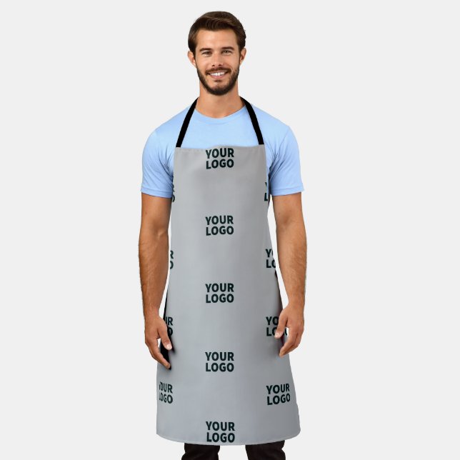 Repeating Logos on Grey Gradient (editable color) Apron (Worn)