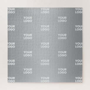 Repeating Logos on Grey Gradient (editable color) Jigsaw Puzzle