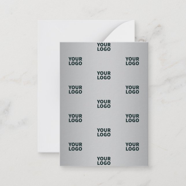 Repeating Logos on Grey Gradient (editable color) Note Card (Front)