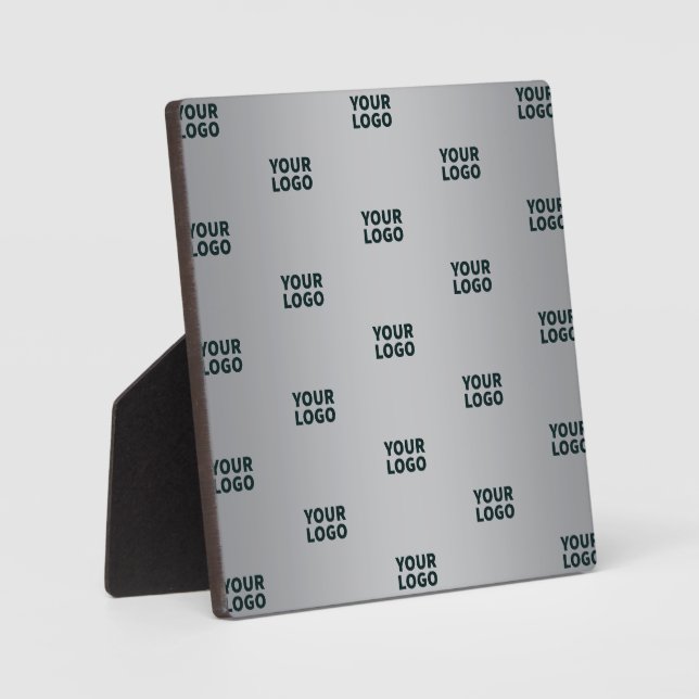 Repeating Logos on Grey Gradient (editable color) Plaque (Front)
