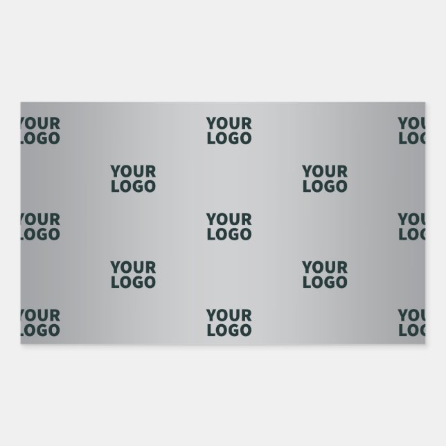 Repeating Logos on Grey Gradient (editable color) Rectangular Sticker (Front)