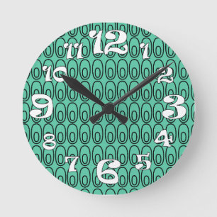 Repeating Mint Green Ovals Round Clock