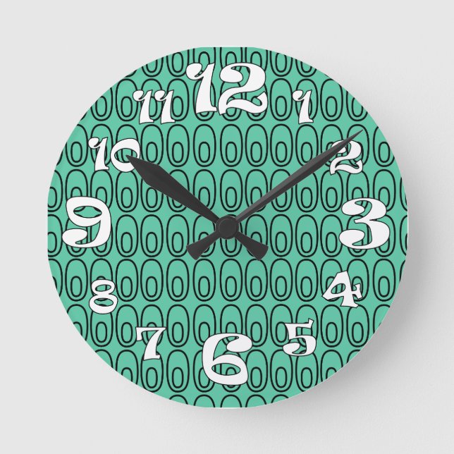 Repeating Mint Green Ovals Round Clock (Front)