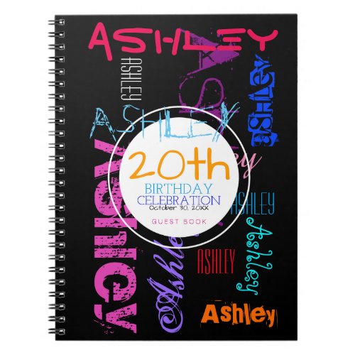 Repeating Name 6 Letters 20th Birthday GuestBook N Notebook