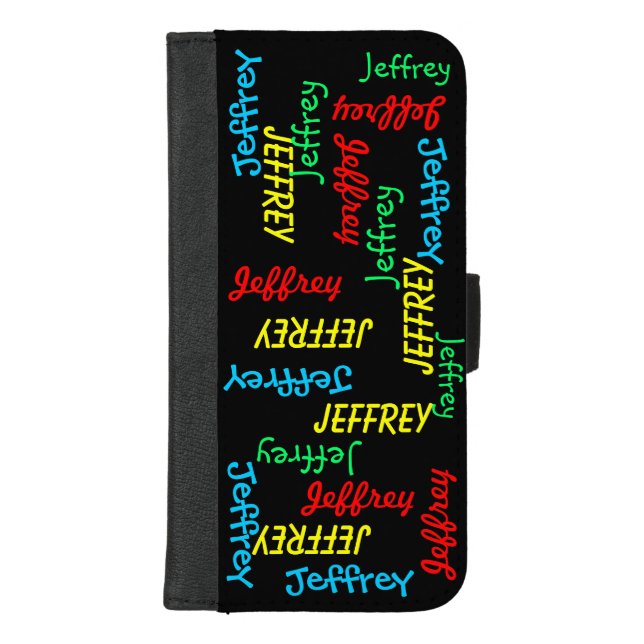 Repeating Name, Black, iPhone Wallet Case (Front)
