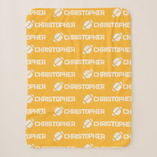 Repeating Name Football Dreams Gold Sherpa Blanket