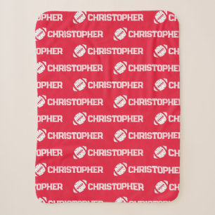 Repeating Name Football Dreams Red Sherpa Blanket