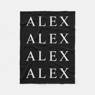 Repeating Name or Word Black & White Fleece Blanket
