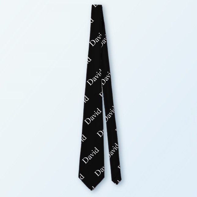 Repeating Name or Word Pattern Black & White Neck Tie (Creator Uploaded)