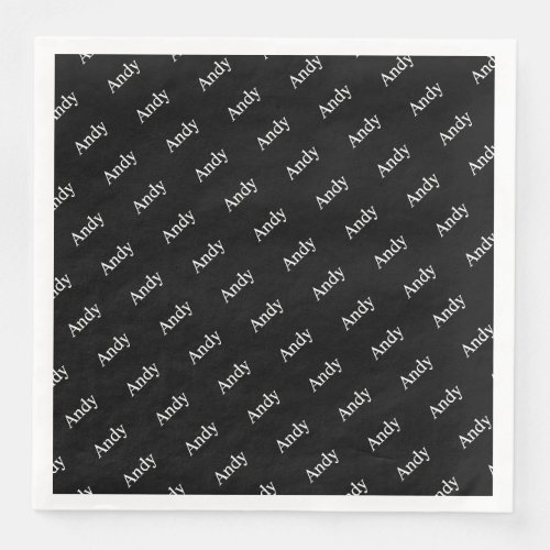 Repeating Name or Word Pattern Black  White Paper Dinner Napkins