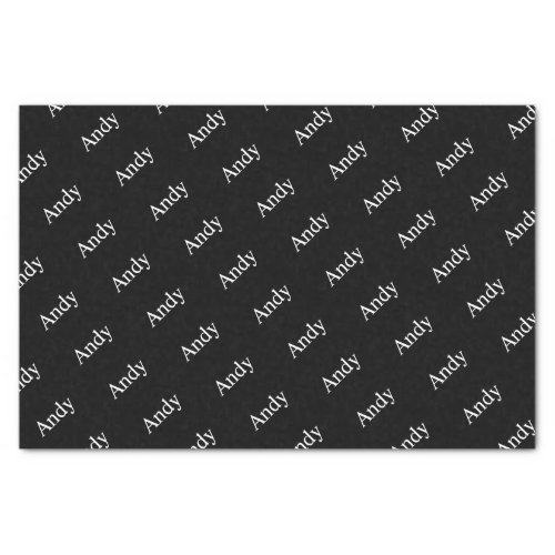Repeating Name or Word Pattern Black  White Tissue Paper