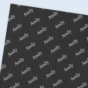 Repeating Name or Word Pattern Black & White Tissue Paper