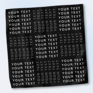 Repeating Name or Word Pattern Grey Black & White Bandana