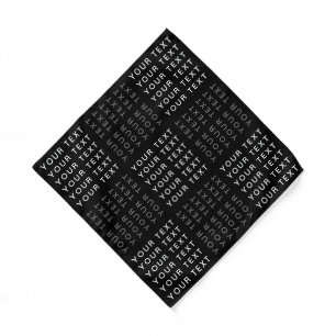 Repeating Name or Word Pattern Grey Black & White Bandana