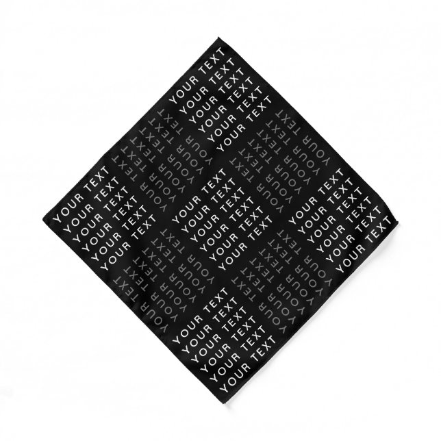 Repeating Name or Word Pattern Grey Black & White Bandana (Front)