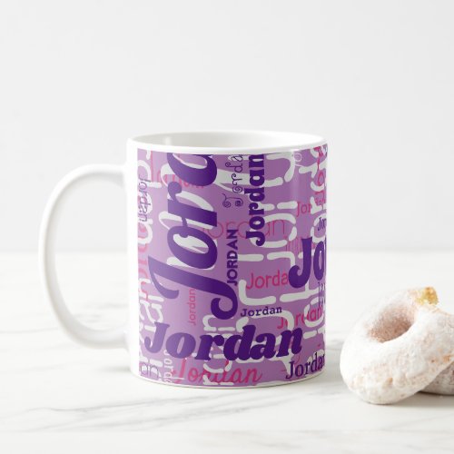 Repeating Name Pattern Lavender Purple Modern Coffee Mug