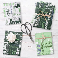 Repeating Name Personalized Green and White