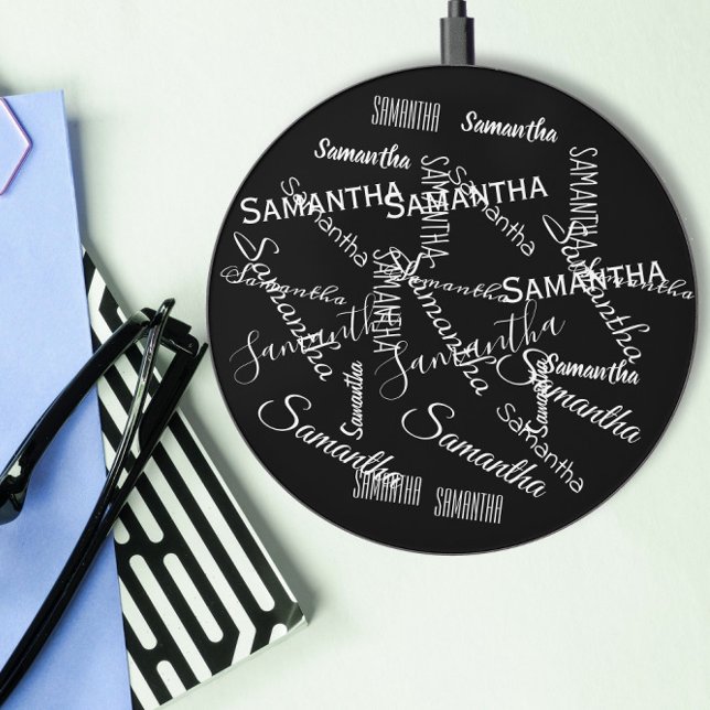 Repeating Name Personalized monogram Wireless Charger (Creator Uploaded)