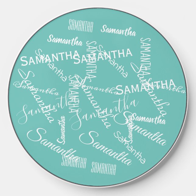 Repeating Name Personalized monogram  Wireless Charger (Front)