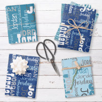 Repeating Name Personalized Shades of Blue
