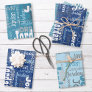 Repeating Name Personalized Shades of Blue Wrapping Paper Sheets