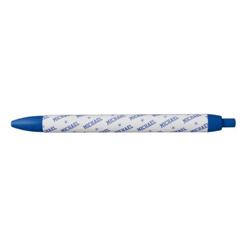 Repeating Name with Stars Cute Sports Style Black Ink Pen