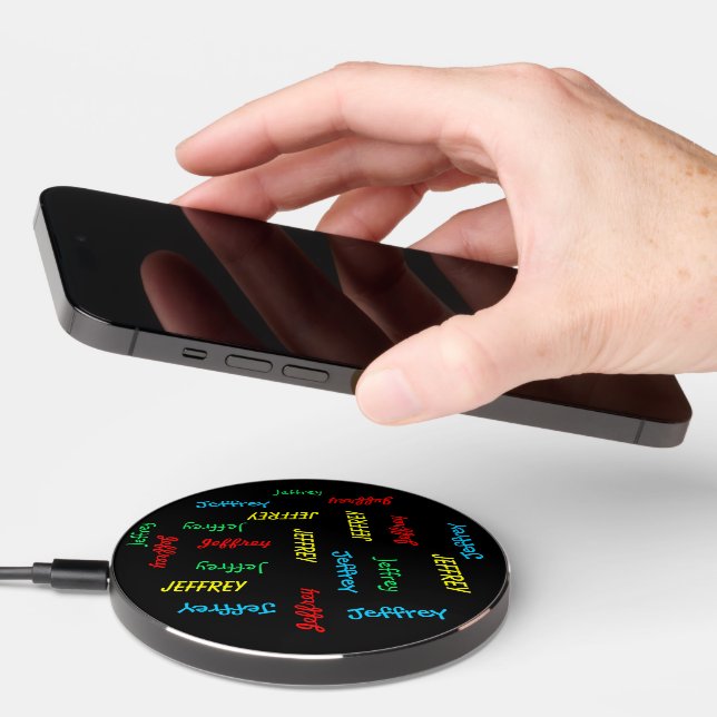 Repeating Names contemporary modern elegant budget Wireless Charger (Hand)