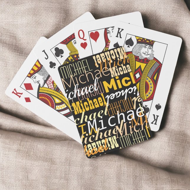 Repeating Names Cool Yellow Typography Poker Cards (Creator Uploaded)