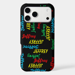 Repeating Names, Red Green Blue Yellow Black iPhone 17 Pro Max Case