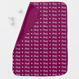 Repeating newborn custom name wine-color baby blanket