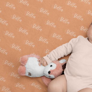 Repeating Newborn Name allover Apricot Color Baby Blanket